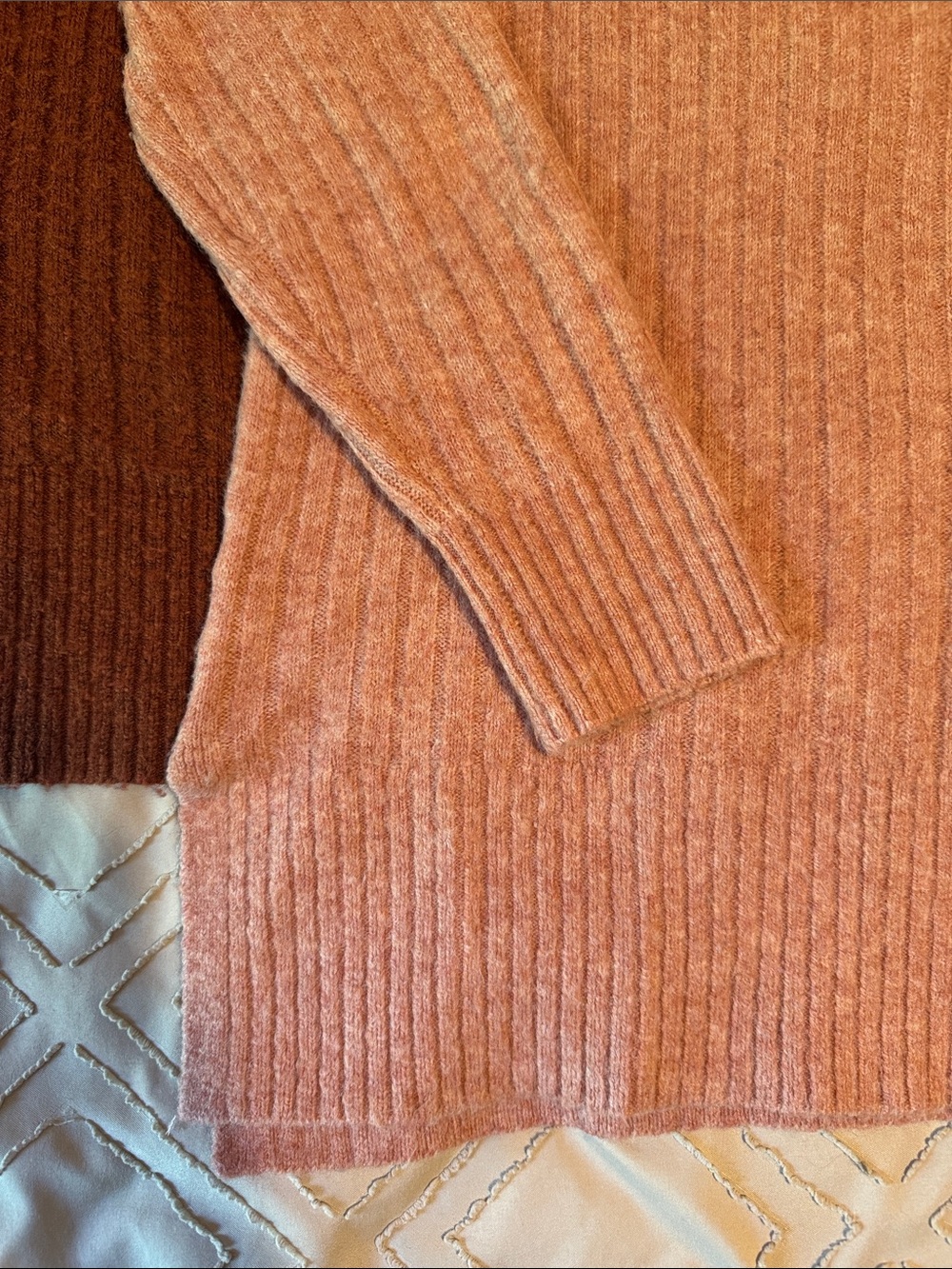 LOFT Cozy Mock Neck Ribbed Sweater - Peach and Rust - bundle of 2 sweaters - XS - Picture 2 of 10
